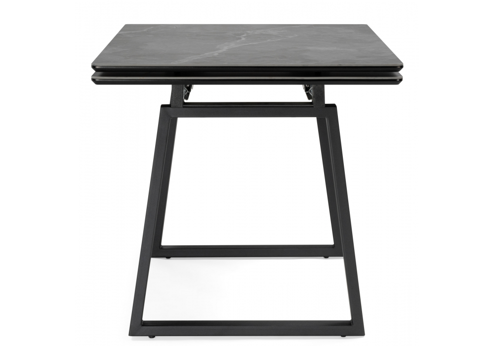 фото керамический стол раскладной woodville джек 140(200)х80 серый мрамор larka grey / черный 612901 | 220svet.ru