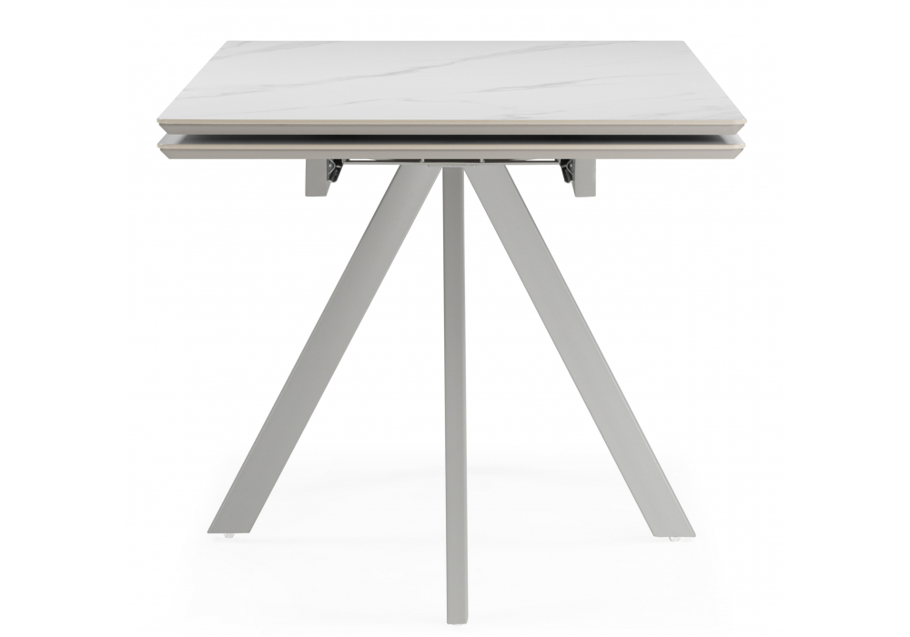 фото керамический стол раскладной woodville вилли 140(200)х80 белый мрамор snow white / серый 631645 | 220svet.ru
