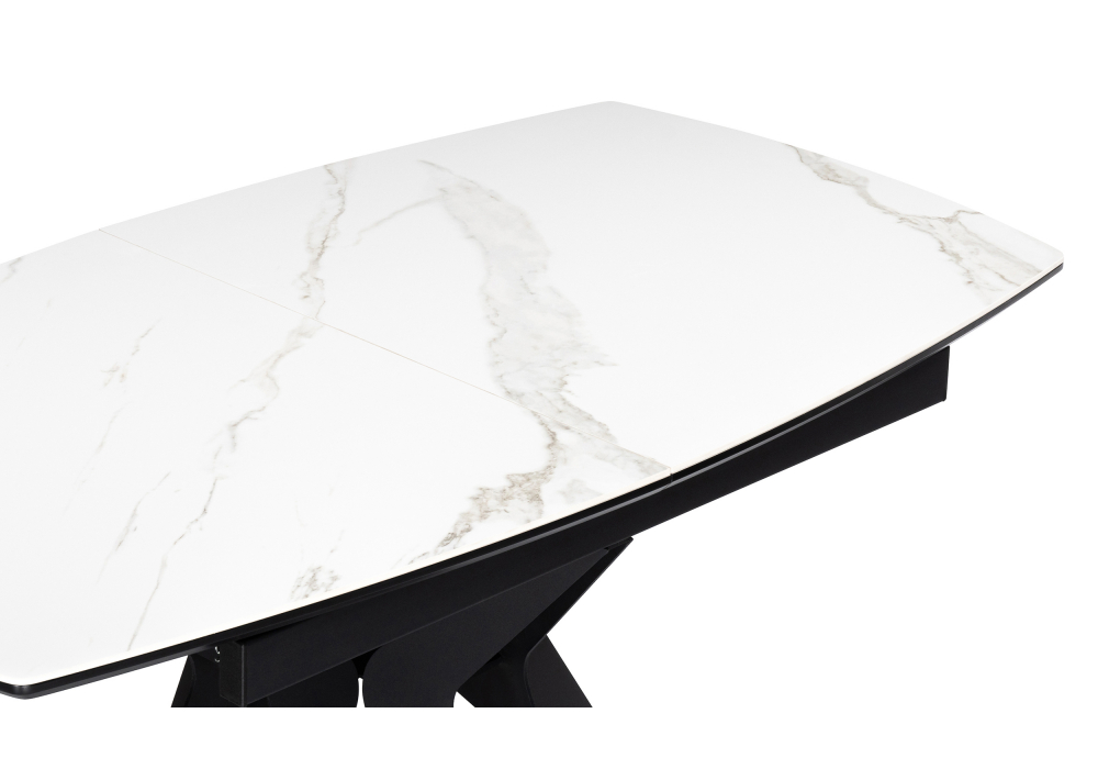 фото керамический стол раскладной woodville риполь 140(180)х80 белый мрамор snow white / черный 614247 | 220svet.ru