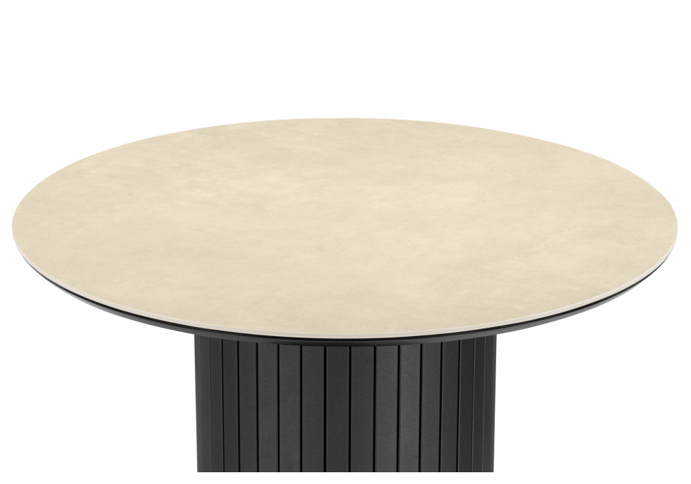 фото керамический стол woodville гравент 90 okara light yellow / черный 664932 | 220svet.ru