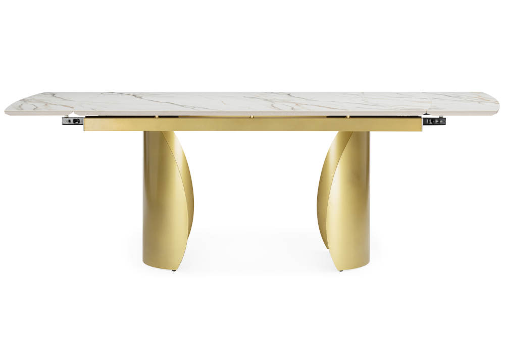 фото керамический стол раскладной 160(220)x90 woodville готланд бежевый / золото 622923 | 220svet.ru