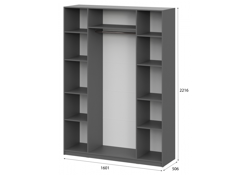 фото шкаф комплектация 3 woodville даиго с антресолью графит серый текстурный 676152 | 220svet.ru