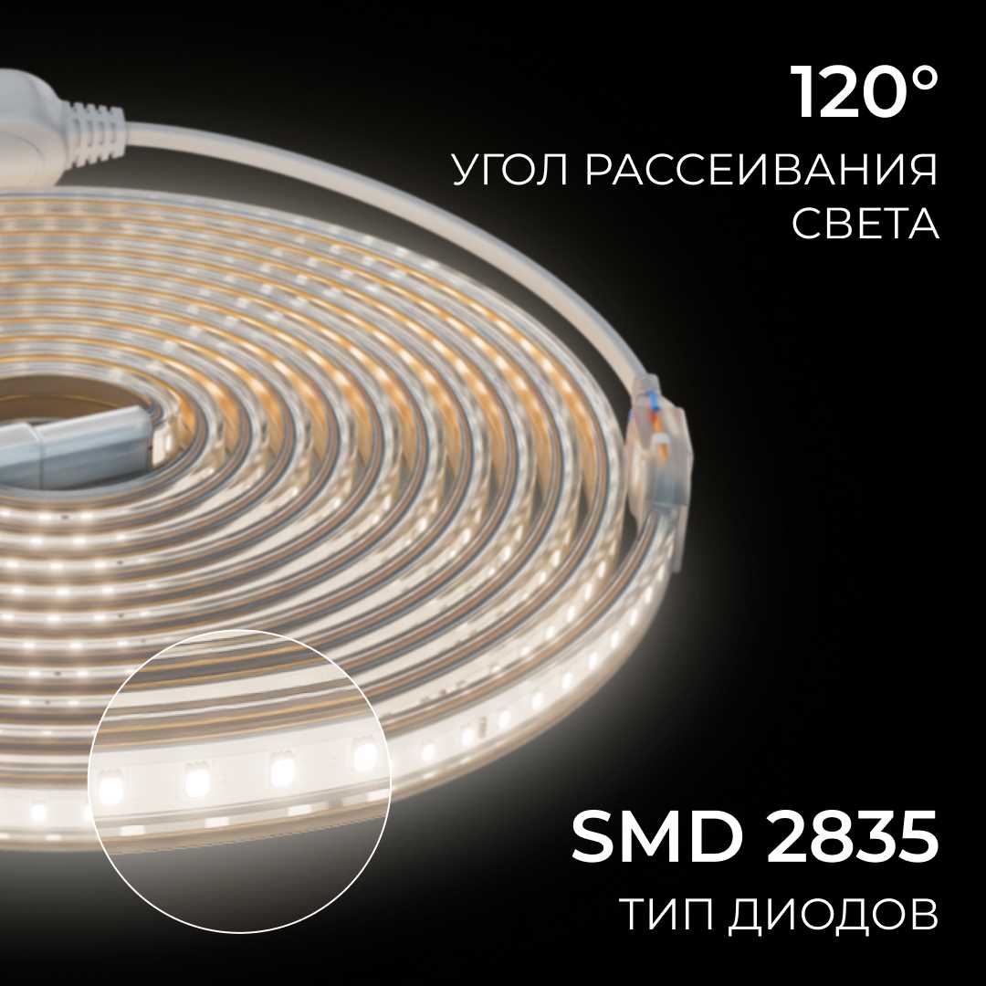 фото комплект светодиодной влагозащищенной ленты ogm 6w/m 120led/m 2835smd белый 5m sl-66 | 220svet.ru