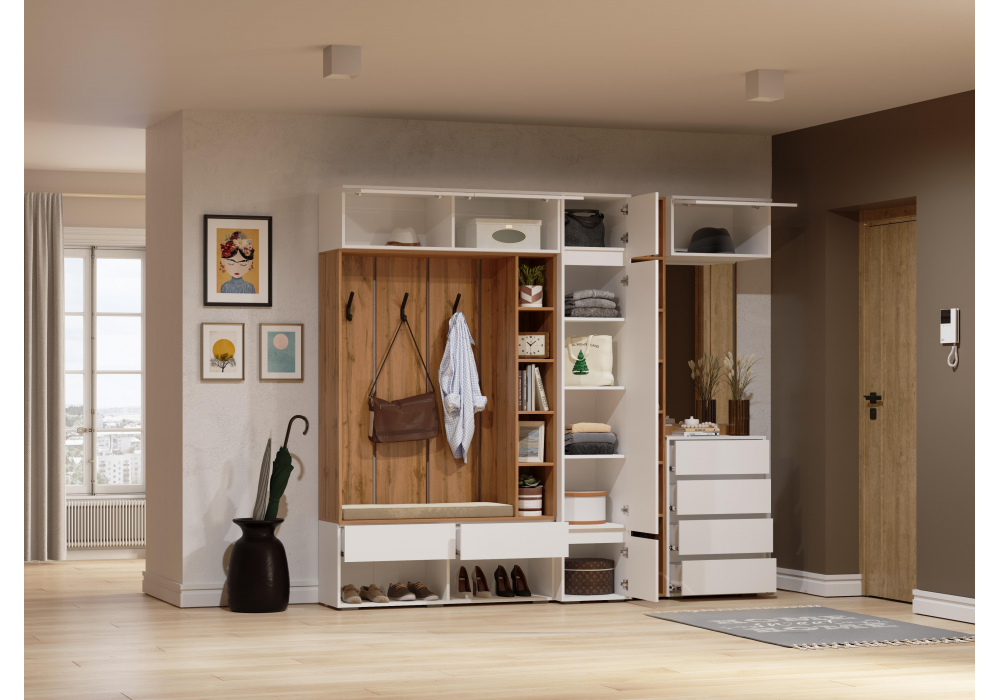 фото прихожая комплектация 3woodville роут белый 596585 | 220svet.ru