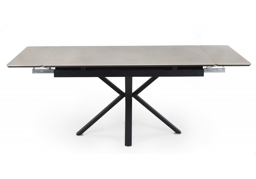 фото керамический стол раскладной 120(180)х80 woodville старлайт carmen light grey / черный 622890 | 220svet.ru