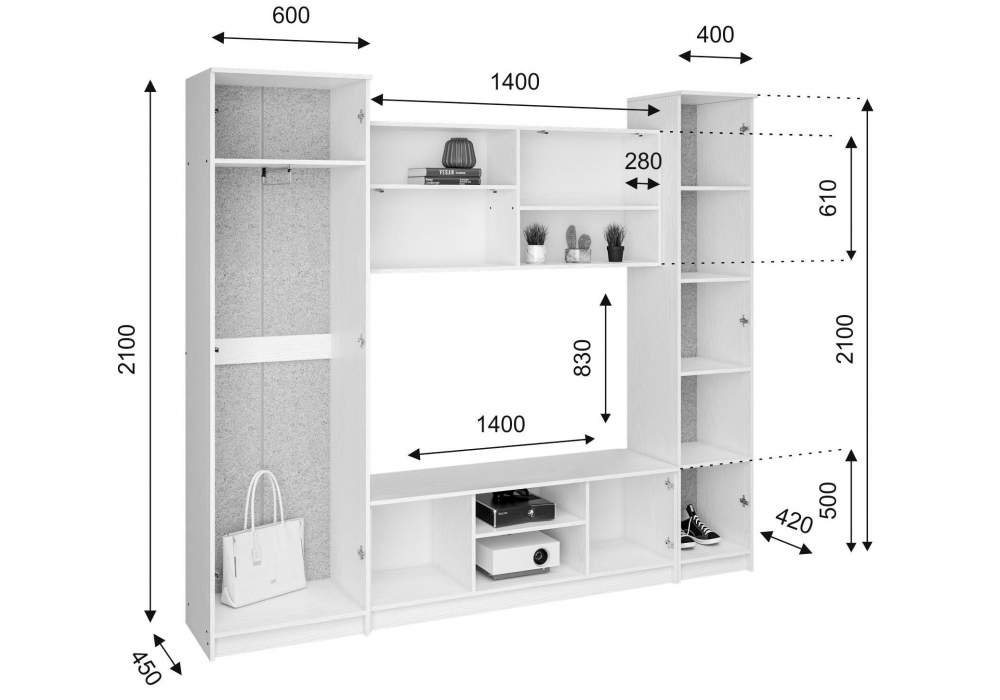фото готовая гостиная woodville бертелена дуб крафт серый / серый графит 508418 | 220svet.ru