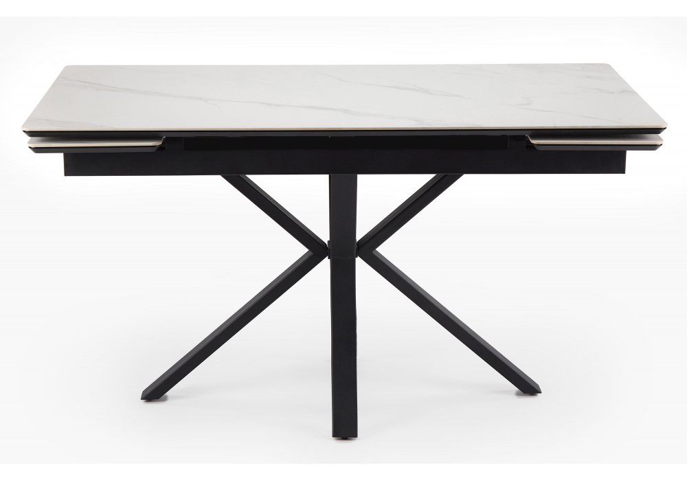 фото керамический стол 140(200)х80 раскладной woodville старлайт  snow alpin white / черный 622891 | 220svet.ru