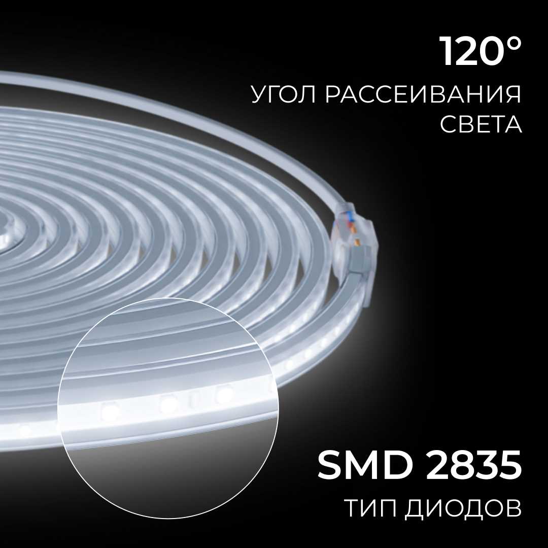 фото комплект светодиодной влагозащищенной ленты apeyron 10w/m 120led/m 2835smd холодный белый 5m 10-142 | 220svet.ru