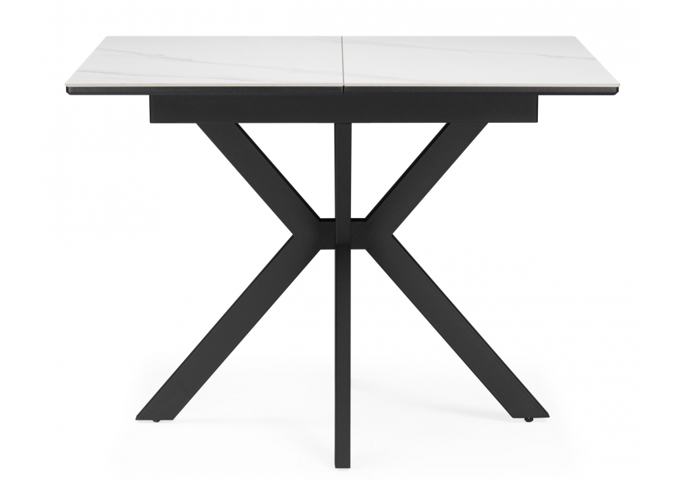 фото керамический стол 100(130)x70 раскладной woodville гардинг белый мрамор / черный 676462 | 220svet.ru