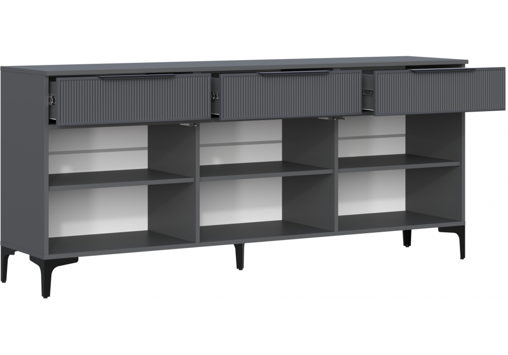 фото тв-тумба woodville иадама 3-ств. графит / графит софт 674704 | 220svet.ru